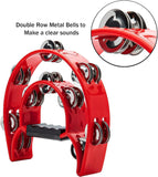 Double Row Metal Tambourine - Red