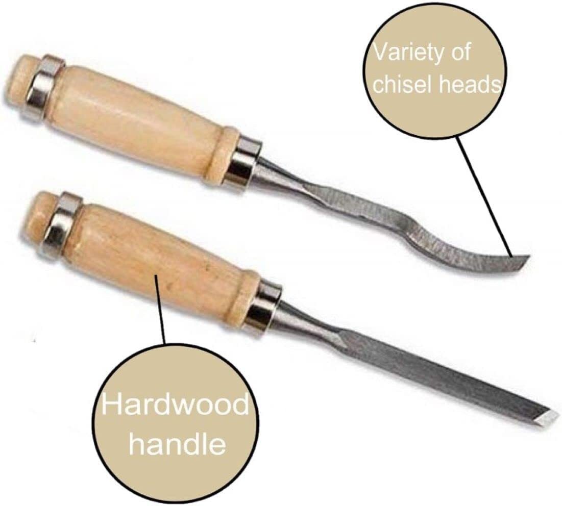 12-Piece Chisel Set Professional Wood Carving Sculpting Whittling Chisels & Case