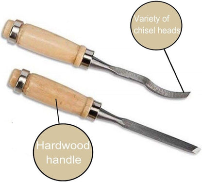 12-Piece Chisel Set Professional Wood Carving Sculpting Whittling Chisels & Case