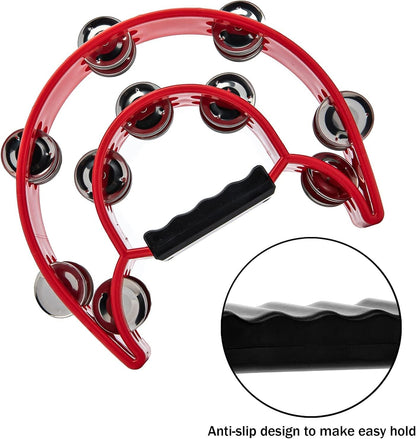 Double Row Metal Tambourine - Red
