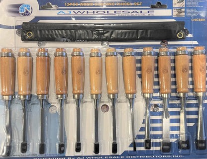 12-Piece Chisel Set Professional Wood Carving Sculpting Whittling Chisels & Case