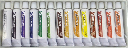 14 Color Acrylic Rainbow Pigments Artist Paint Set - Fourteen 12ml Tubes
