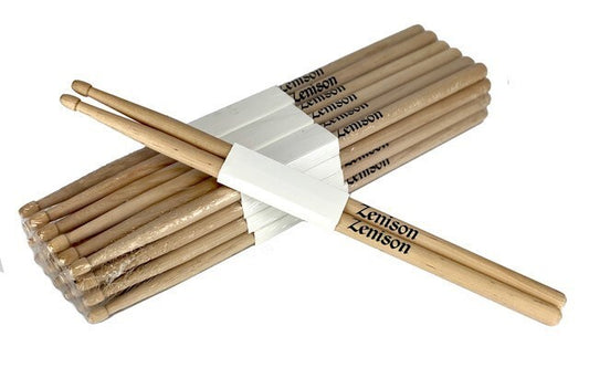 12 PAIRS - 7A WOOD TIP NATURAL MAPLE DRUMSTICKS PRO 24 DRUM STICKS