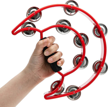 Double Row Metal Tambourine - Red