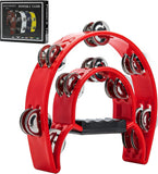 Double Row Metal Tambourine - Red