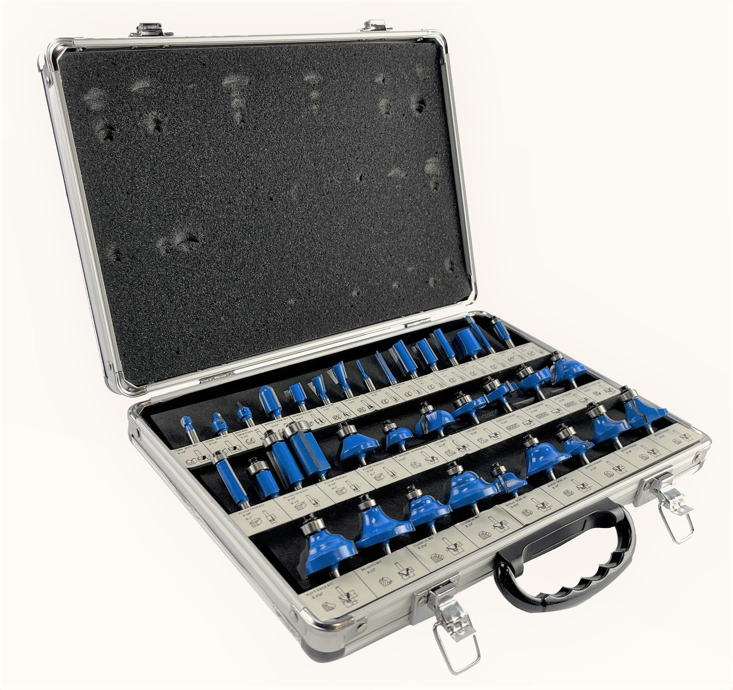 35 Piece EDM ROUTER BIT SET - 1/4" Shank Tungsten Carbide Edges in Aluminum Case