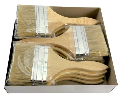 12 Pack of 4" Paint Brushes for Paint, Stains, Varnishes, Glues, Touch-up and Gesso