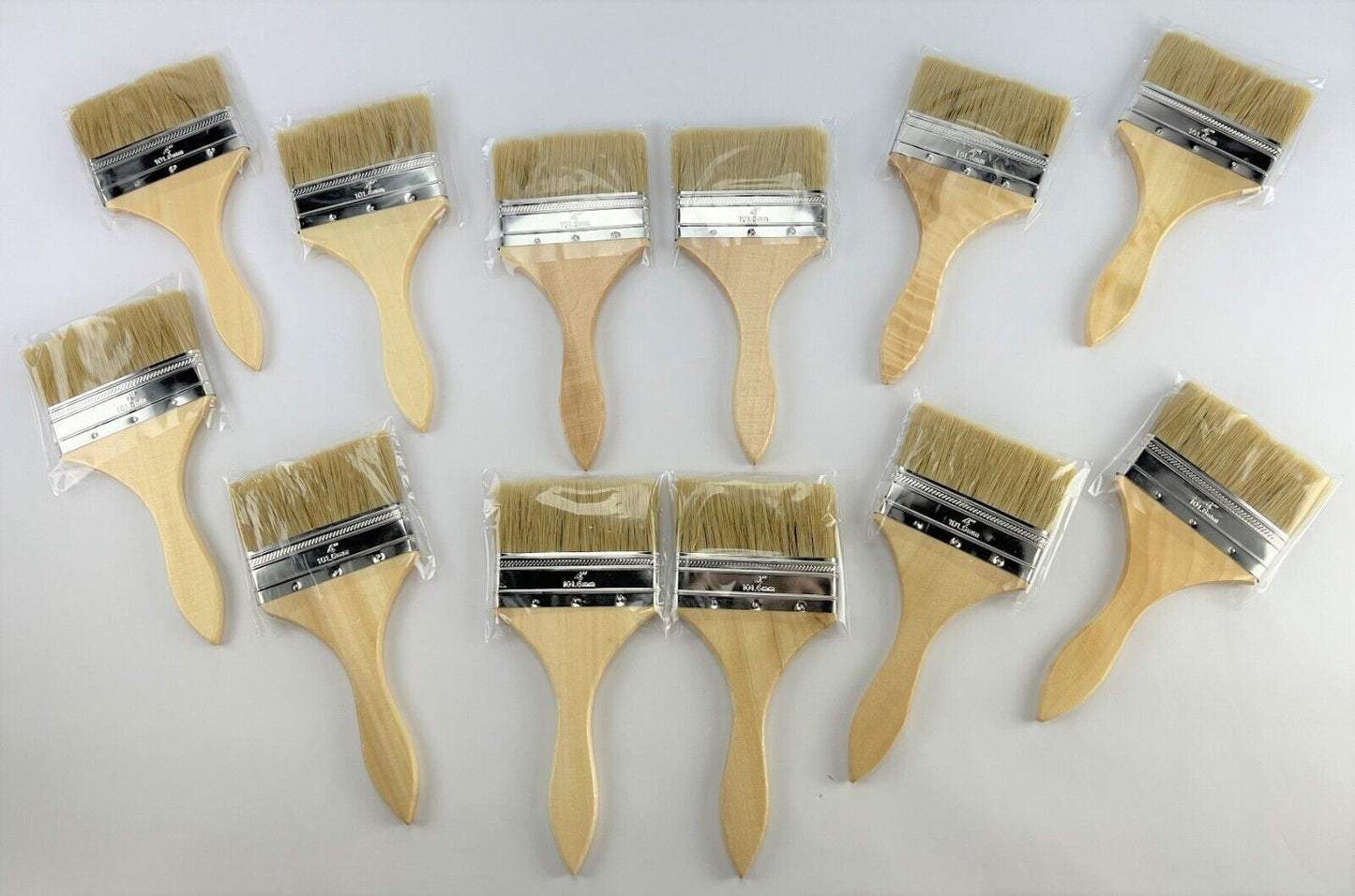 12 Pack of 4" Paint Brushes for Paint, Stains, Varnishes, Glues, Touch-up and Gesso
