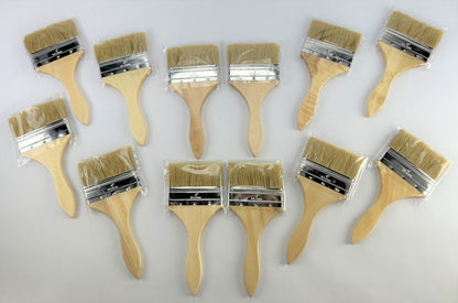 12 Pack of 4" Paint Brushes for Paint, Stains, Varnishes, Glues, Touch-up and Gesso