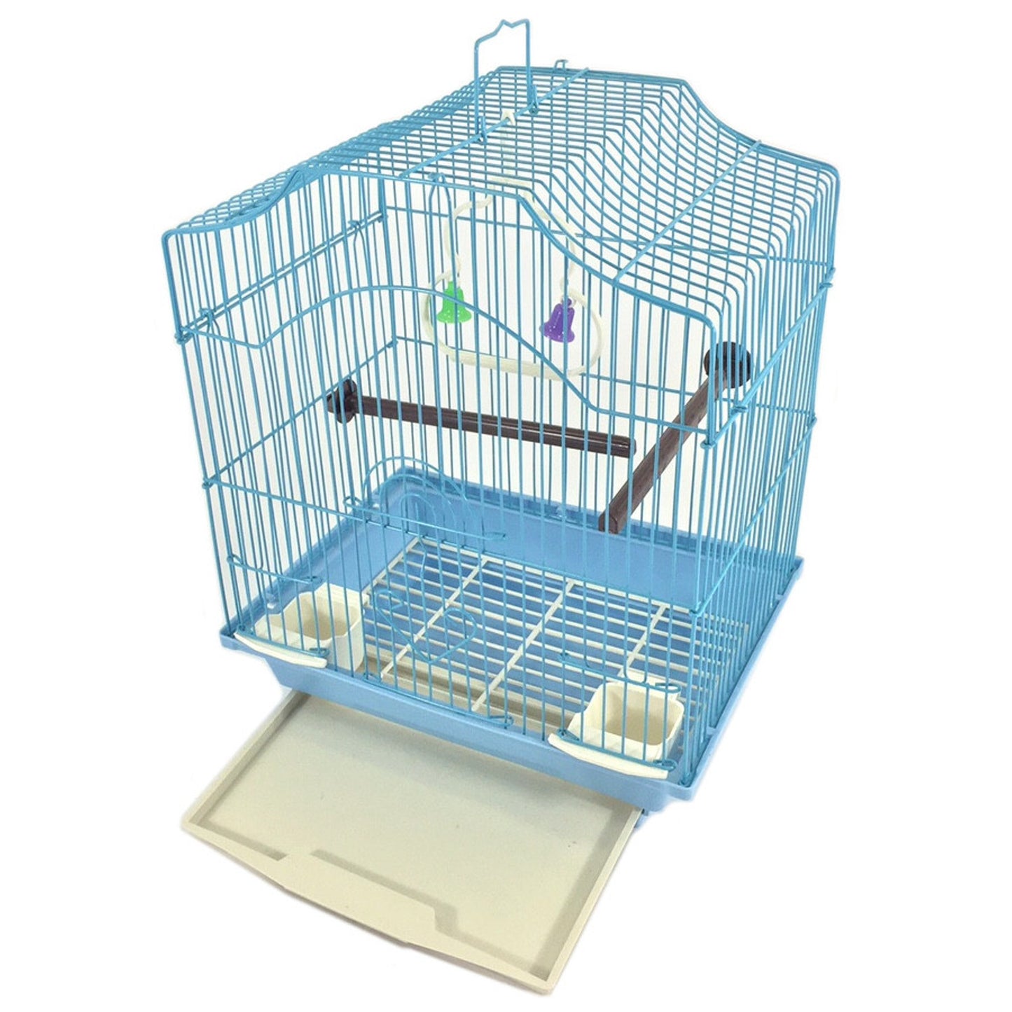 Blue 14-inch Small Parakeet Wire Bird Cage for Budgie Parakeets Finches Canaries Lovebirds Small Quaker Parrots Cockatiels Green Cheek Conure perfect Bird Travel Cage and Hanging Bird House