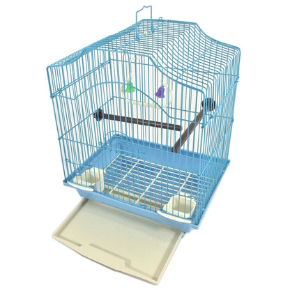 Blue 14-inch Small Parakeet Wire Bird Cage for Budgie Parakeets Finches Canaries Lovebirds Small Quaker Parrots Cockatiels Green Cheek Conure perfect Bird Travel Cage and Hanging Bird House