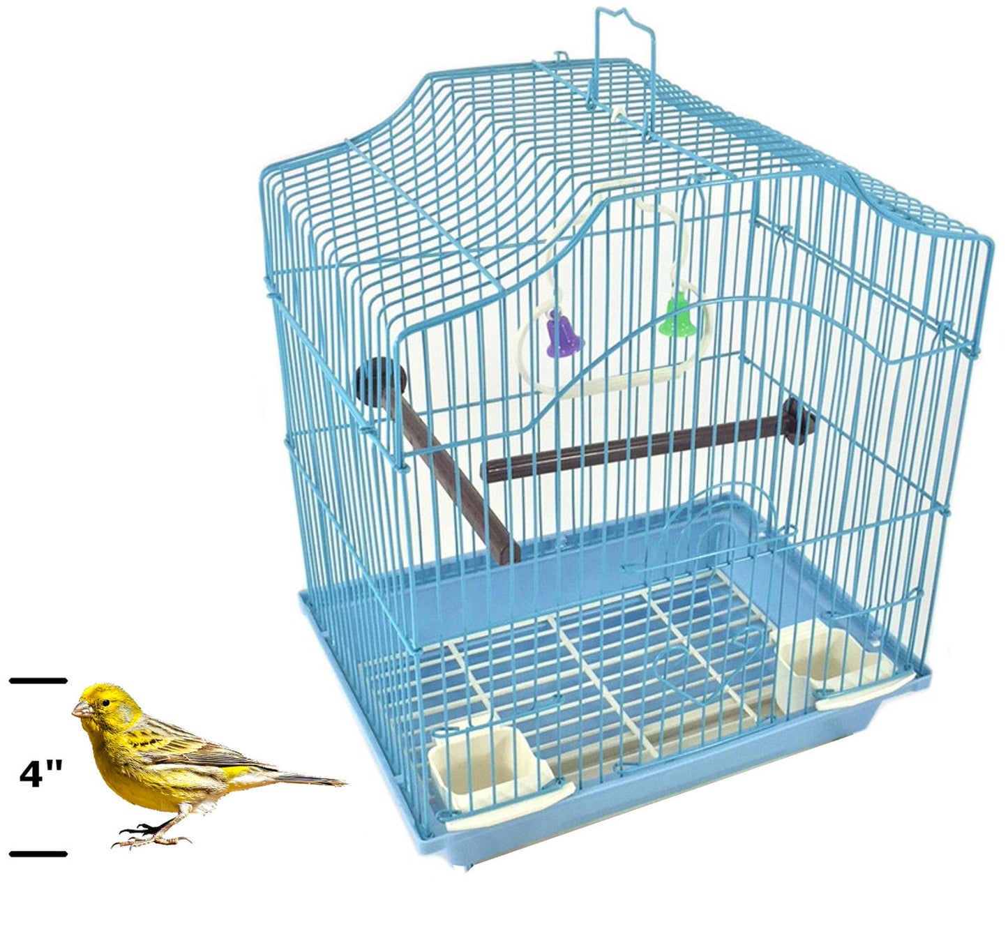 Blue 14-inch Small Parakeet Wire Bird Cage for Budgie Parakeets Finches Canaries Lovebirds Small Quaker Parrots Cockatiels Green Cheek Conure perfect Bird Travel Cage and Hanging Bird House