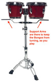 Zenison Double Braced Bongo Stand Gig Bag Height Adjustable Pivoting Heavy Duty