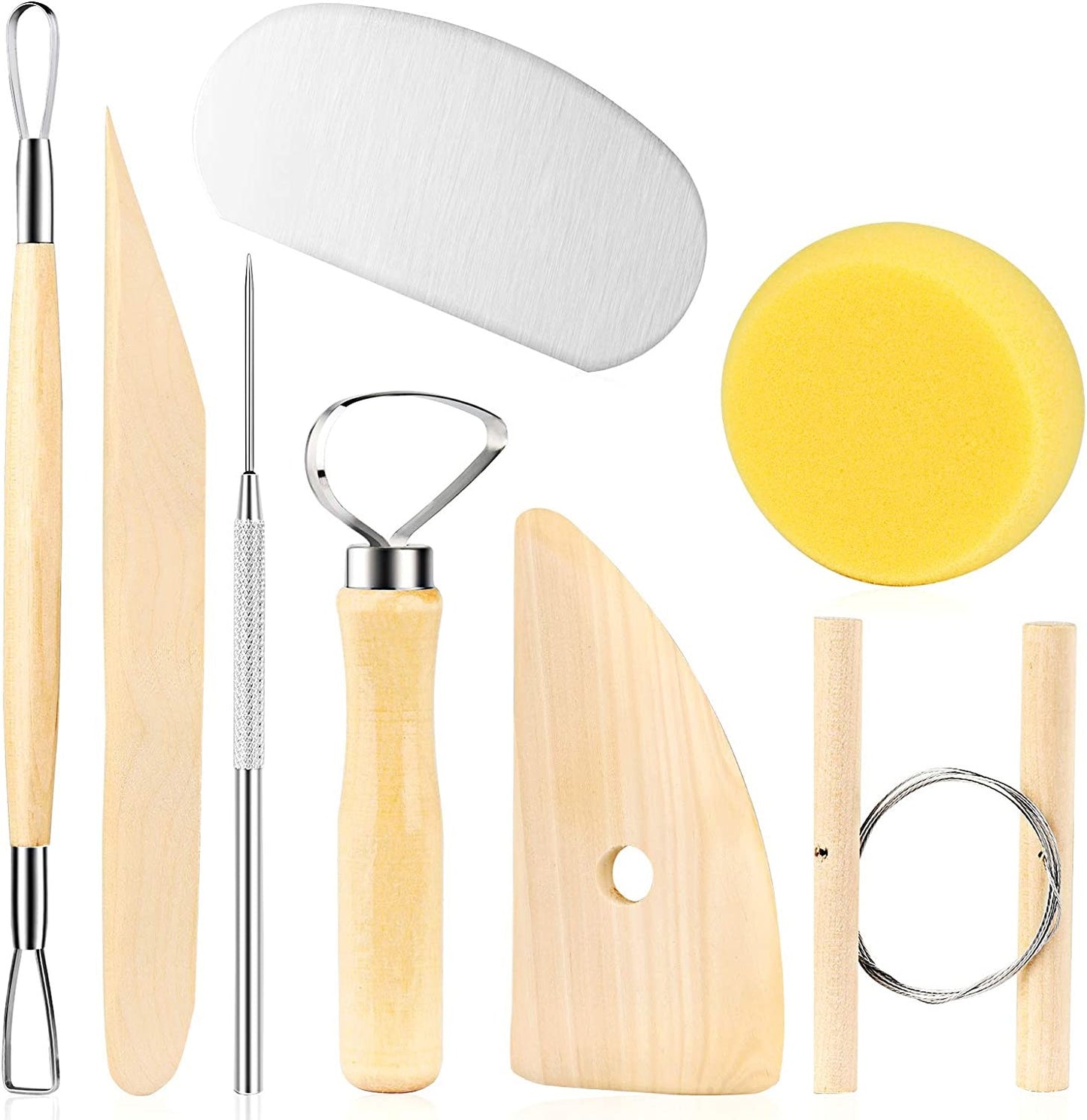 Clay Pottery Tool Kit 8 Piece Set for Ceramics, Wax Carving, Sculpting, Molding