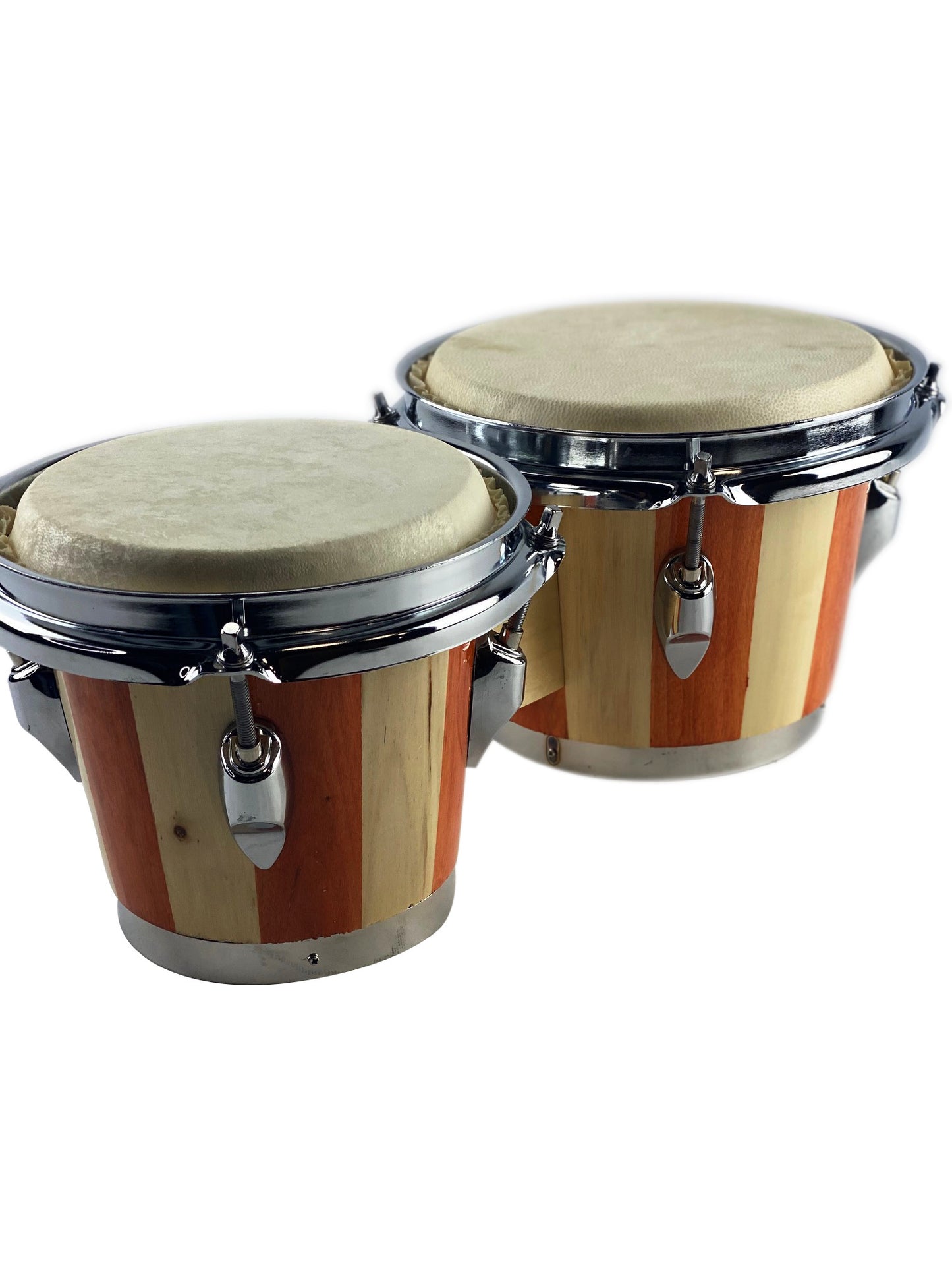 BONGOS 7 & 8" inch SET NATURAL LIGHT WOOD DUAL DRUMS WORLD LATIN Percussion NEW