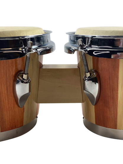 BONGOS 7 & 8" inch SET NATURAL LIGHT WOOD DUAL DRUMS WORLD LATIN Percussion NEW