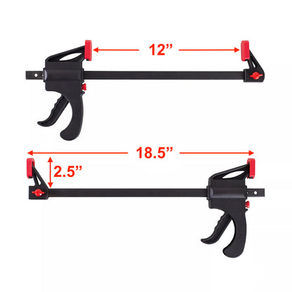 12" Nylon Quick Grip F Style Ratcheting Bar Clamp for Wood Working with Quick Release Trigger