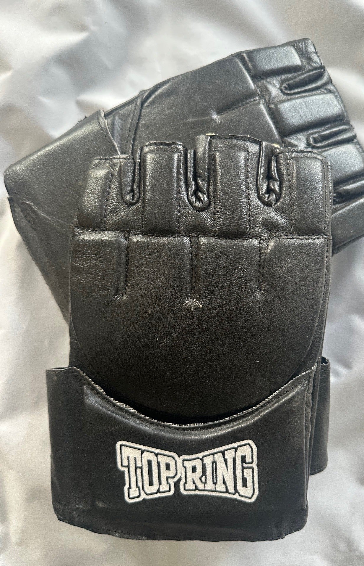 OPEN BOX Top Ring Leather Heavy Bag Training Fingerless Sparing MMA Gloves XL