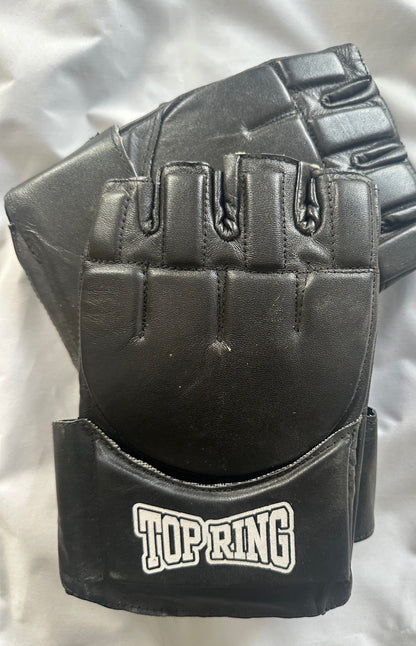 OPEN BOX Top Ring Leather Heavy Bag Training Fingerless Sparing MMA Gloves XL