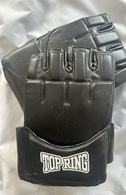 OPEN BOX Top Ring Leather Heavy Bag Training Fingerless Sparing MMA Gloves XL