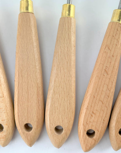 Professional 12 Piece Artist Palette Knife Set for Oil Paint, Natural Wood, New