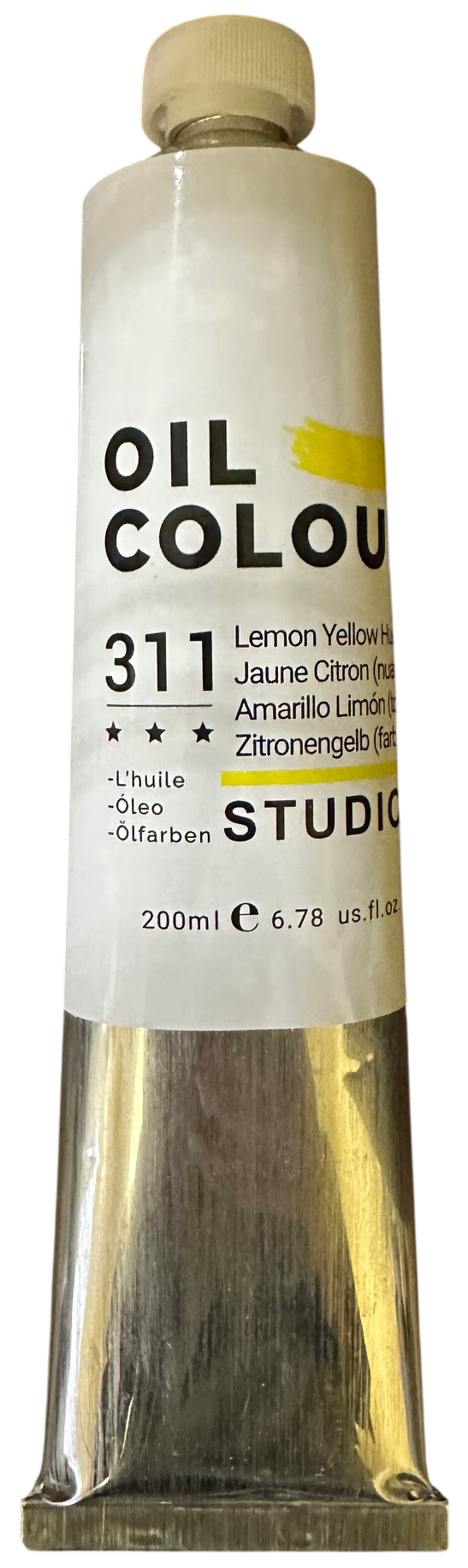 Artist Quality Oil Paint, Color 311 Lemon Yellow, 200 ml Tube, ASTM D4236
