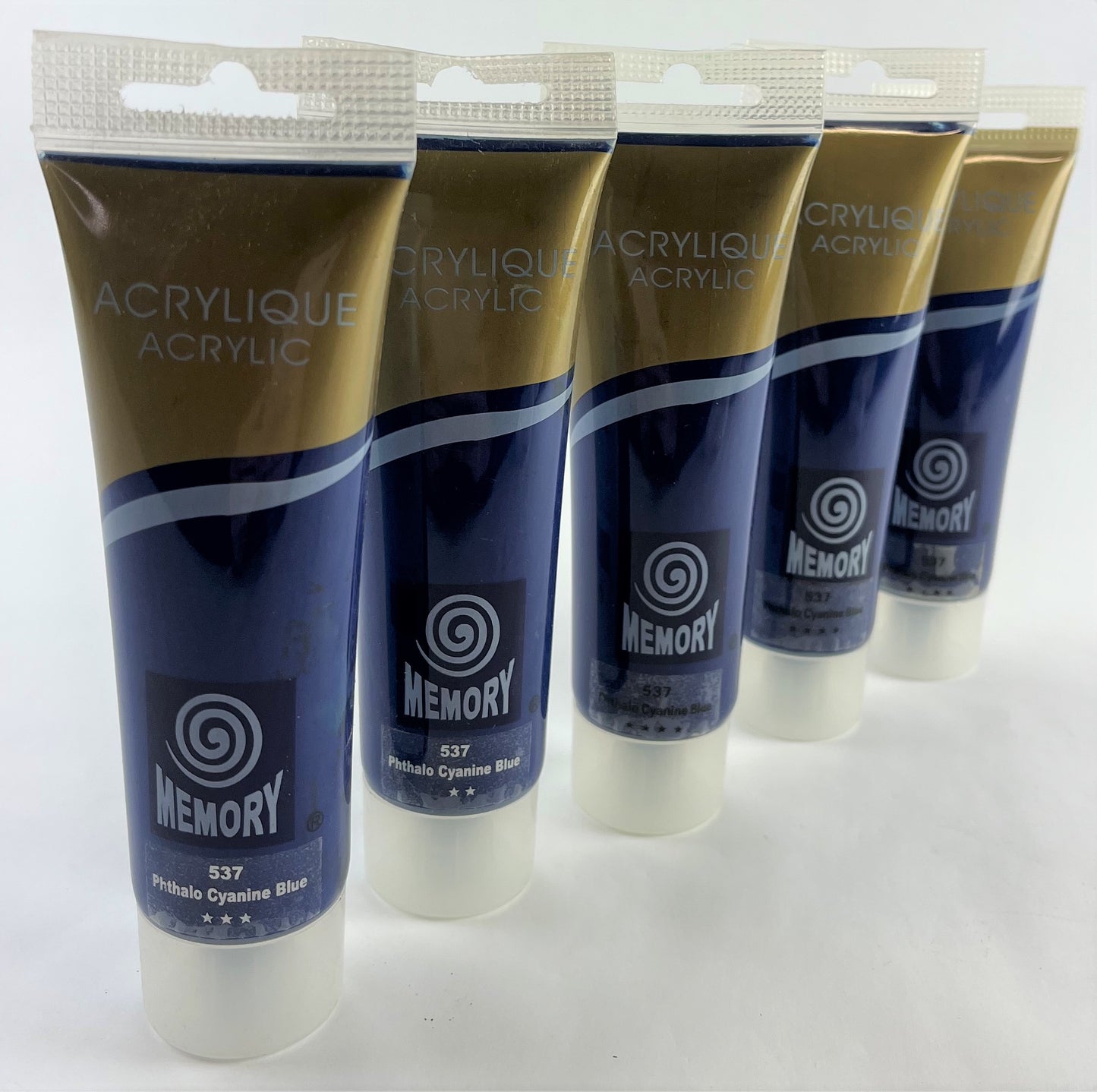 Set of 5 Blue Acrylic Paint Tubes 120mls Each Professional Artist Paint Set