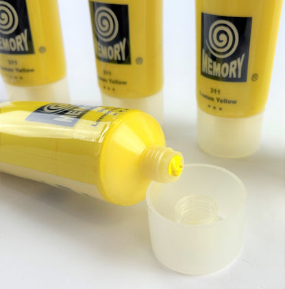 Set of 5 Yellow Acrylic Paint Tubes 120mls Professional Artist Paint Set, Lemon