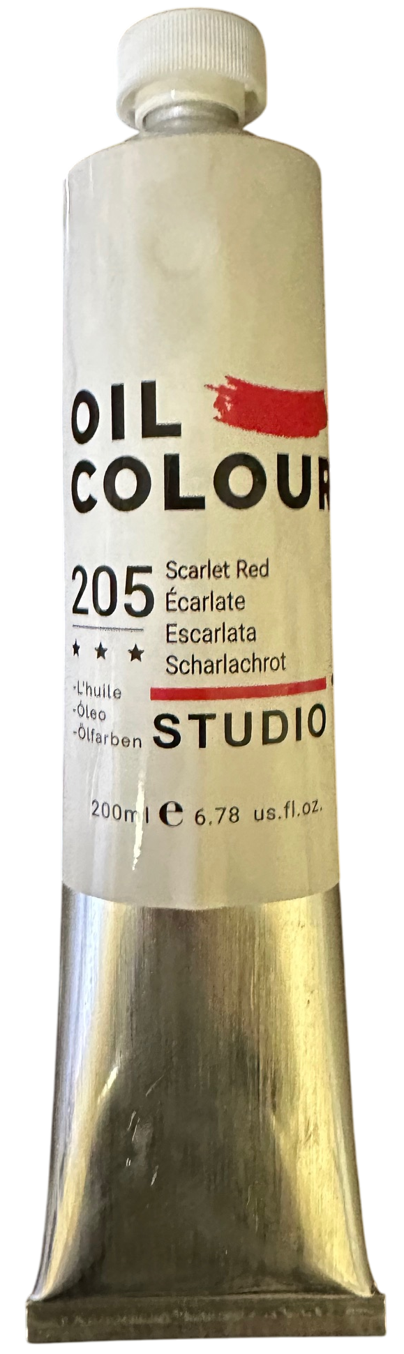 Scarlet Red Oil Paint, Artist Quality Color 205, 200 ml Tube, ASTM D4236