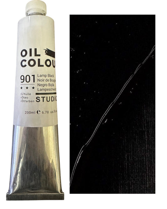 Artist Quality Oil Paint Color 901 Lamp Black 200 ml Tube ASTM D4236