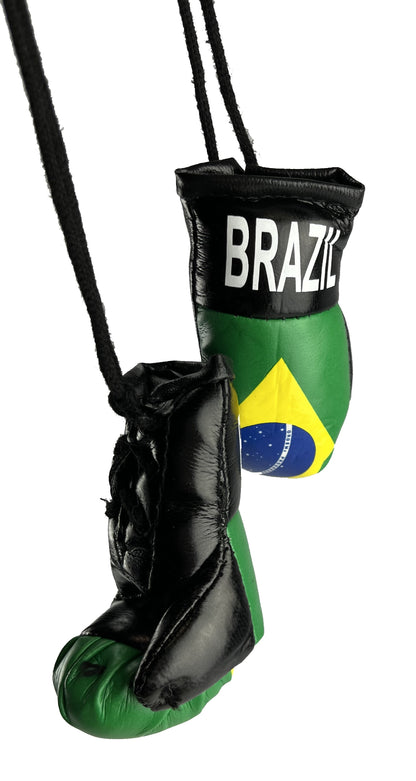 <p><strong>Mini Boxing Gloves BRAZIL Country Flag National Pride MMA Car Mirror D&eacute;cor</strong></p>