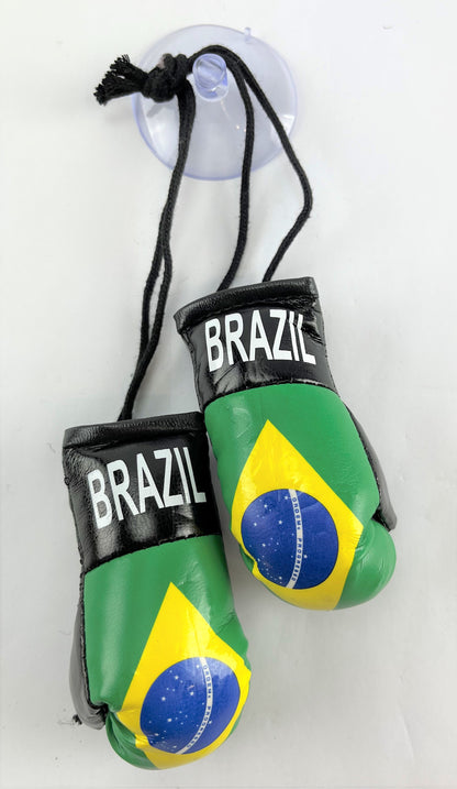 <p><strong>Mini Boxing Gloves BRAZIL Country Flag National Pride MMA Car Mirror D&eacute;cor</strong></p>