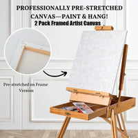 Artist Canvases For Painting 2-Pack 16x20" Pre-Stretched Framed Cotton Duck Double Acrylic Gesso