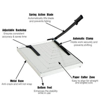 Paper Cutter 18" x 15" Guillotine Blade Paper Trimmer Multiuse for Home & Office