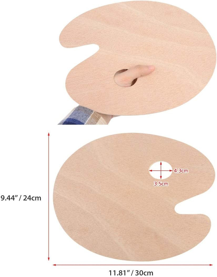 Large Paint Palette Tray Classically Designed Basswood Palette with Thumb Hole