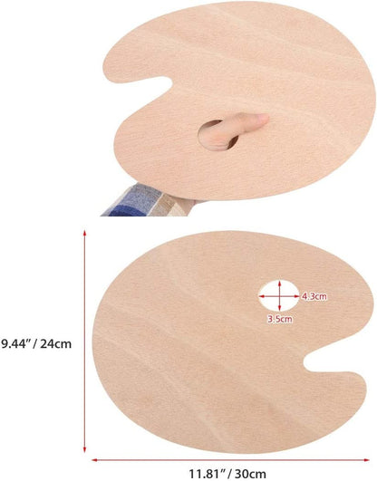 Large Paint Palette Tray Classically Designed Basswood Palette with Thumb Hole