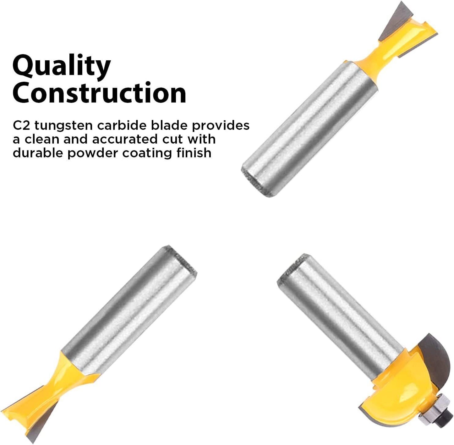12pc Router Bit Set Tungsten Carbide Tip TCT With 1/2 Shank Cutter and Aluminum Case