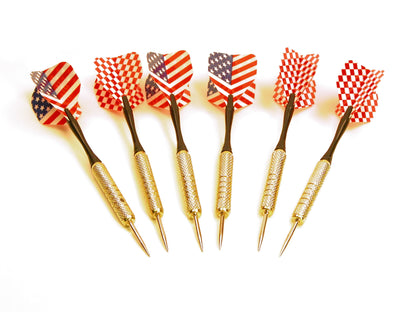 Dartboard Set - Double Sided 16.5" DART BOARD + 6 Brass Tipped DARTS 