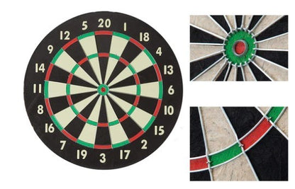 Dartboard Set - Double Sided 16.5" DART BOARD + 6 Brass Tipped DARTS 
