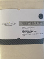 400 Thread Threshold Performance 2 PK Colonade White Standard Sizes Pillowcases