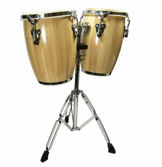 B-Stock Zenison NATURAL CONGA DRUM SET - 9" and 10" inch HEADS + STAND