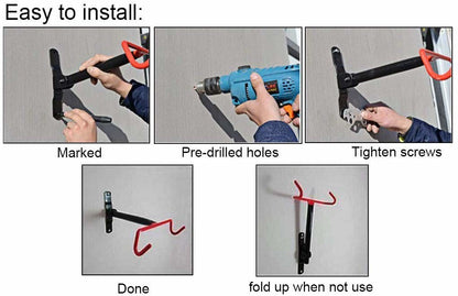 Bike Flip Up Bicycle Storage Hanger Rack Garage Wall Mount Holder Heavy Duty