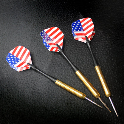 Set of 6 High Quality Steel Needle Tip Darts with American Flag Dart Flights