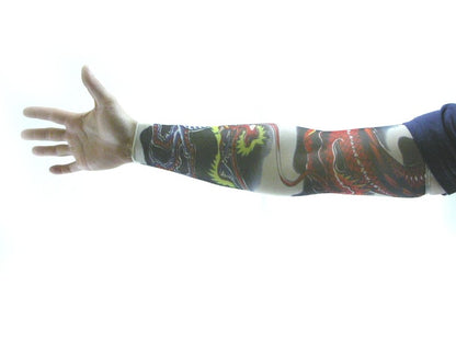 Set of 4 NYLON TATTOO SLEEVES tribal + inked Halloween Costume Biker Punk Rocker