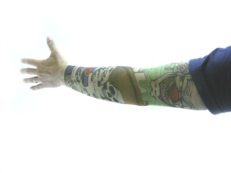 Set of 4 NYLON TATTOO SLEEVES tribal + inked Halloween Costume Biker Punk Rocker
