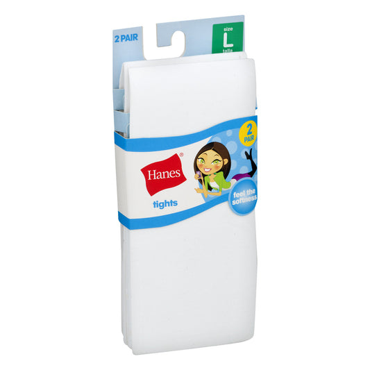 Hanes Girls Tights, 2 Pairs Stockings White Small (Little Girls & Big Girls)