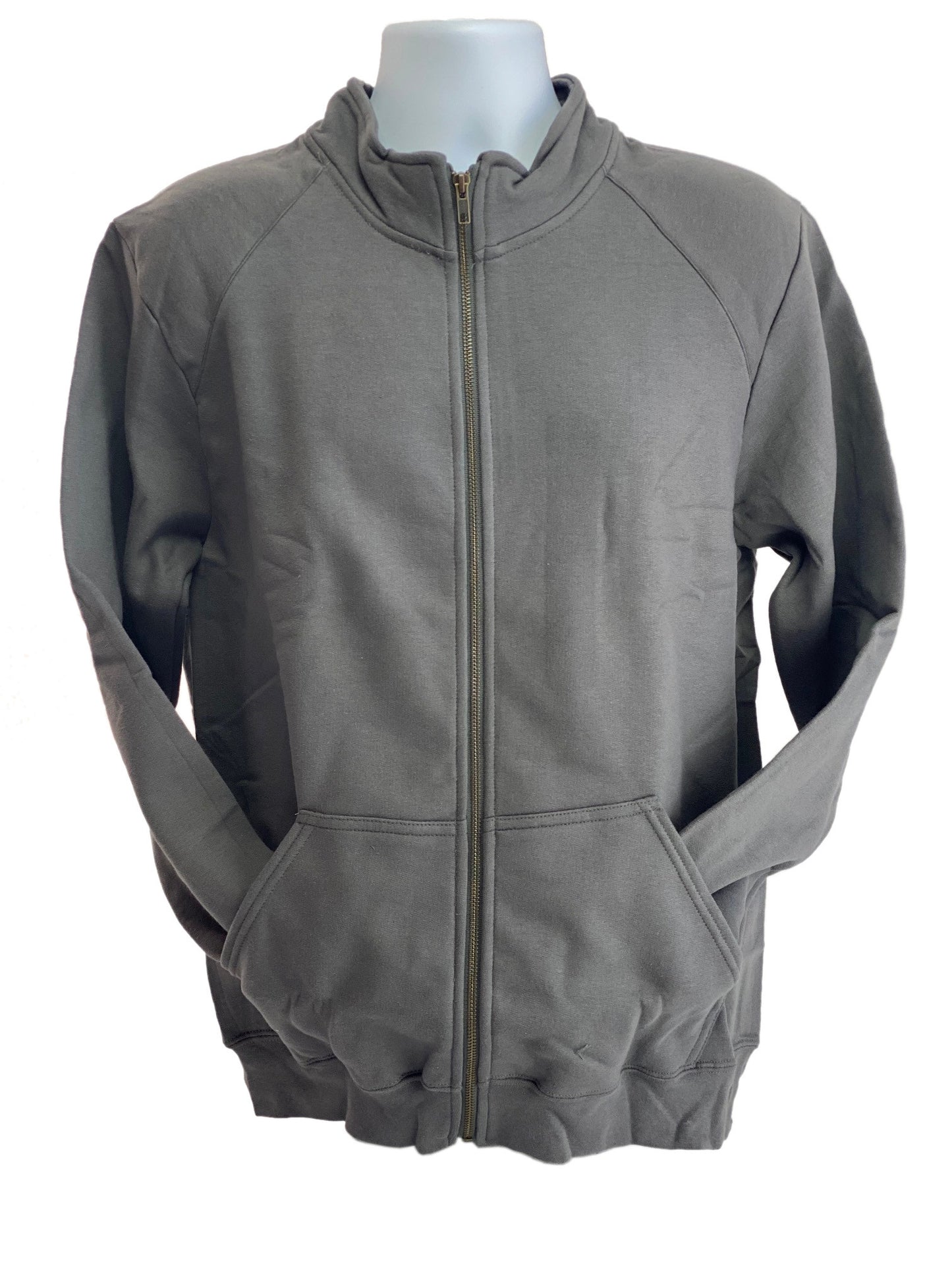 Men's Cadet Collar Full Zip Sweatshirt Jacket by GILDAN Charcoal Gray Medium
