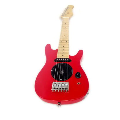 Kids 30 Inch Electric Guitar Combo, Built-in Amp, Solid Wood Body, Color: Red