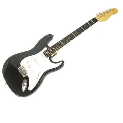 Zension Full Size Right Handed Electric 6 String Guitar, Solid Wood Body Gloss Black