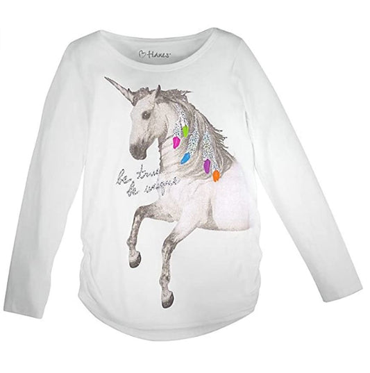 Toddler Girls' Long Sleeve Tee Synched Sides Be True Be Unique Glitter Unicorn Small 6/6x